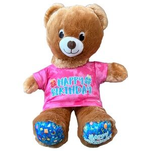 Build-A-Bear Happy Birthday Teddy Bear Plush – Pink Shirt – 18”